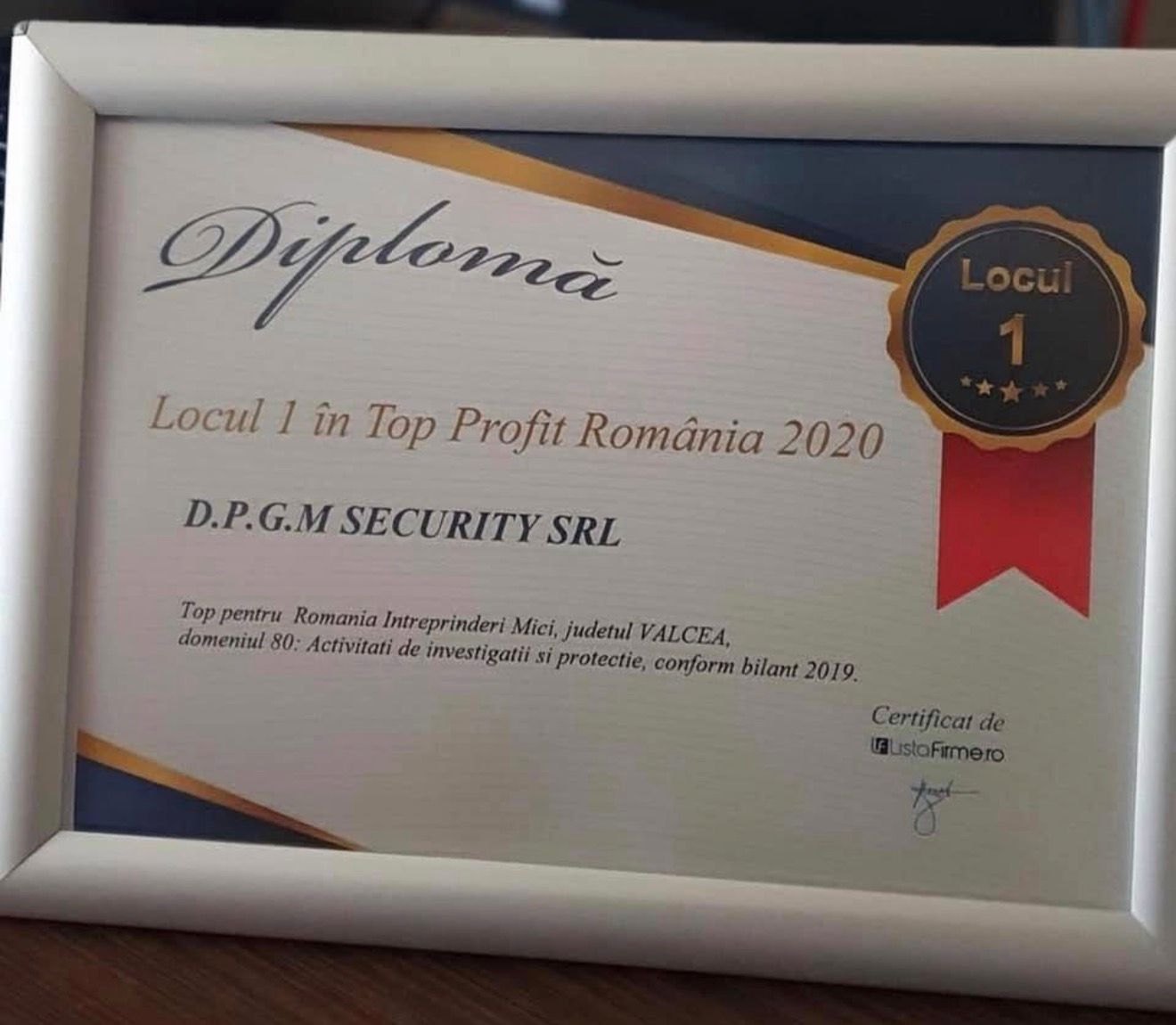 Diplomă Top Profit România 2020